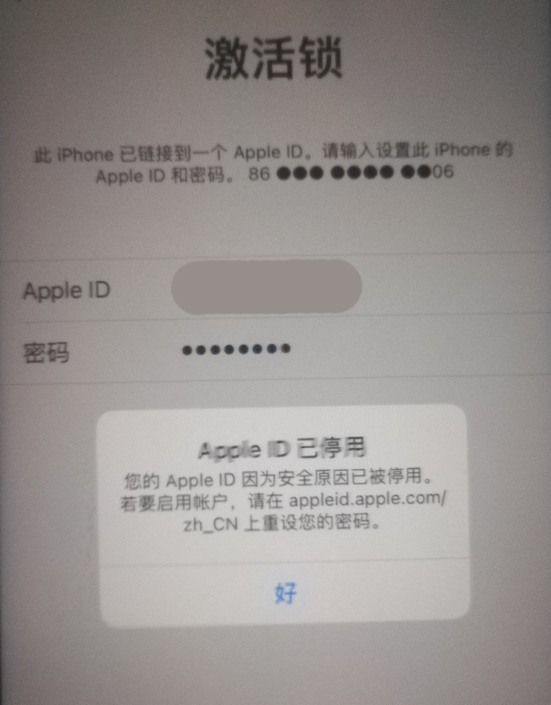 云霄苹果手机维修分享iPhone 12 出现提示“Apple ID 已停用”怎么办 